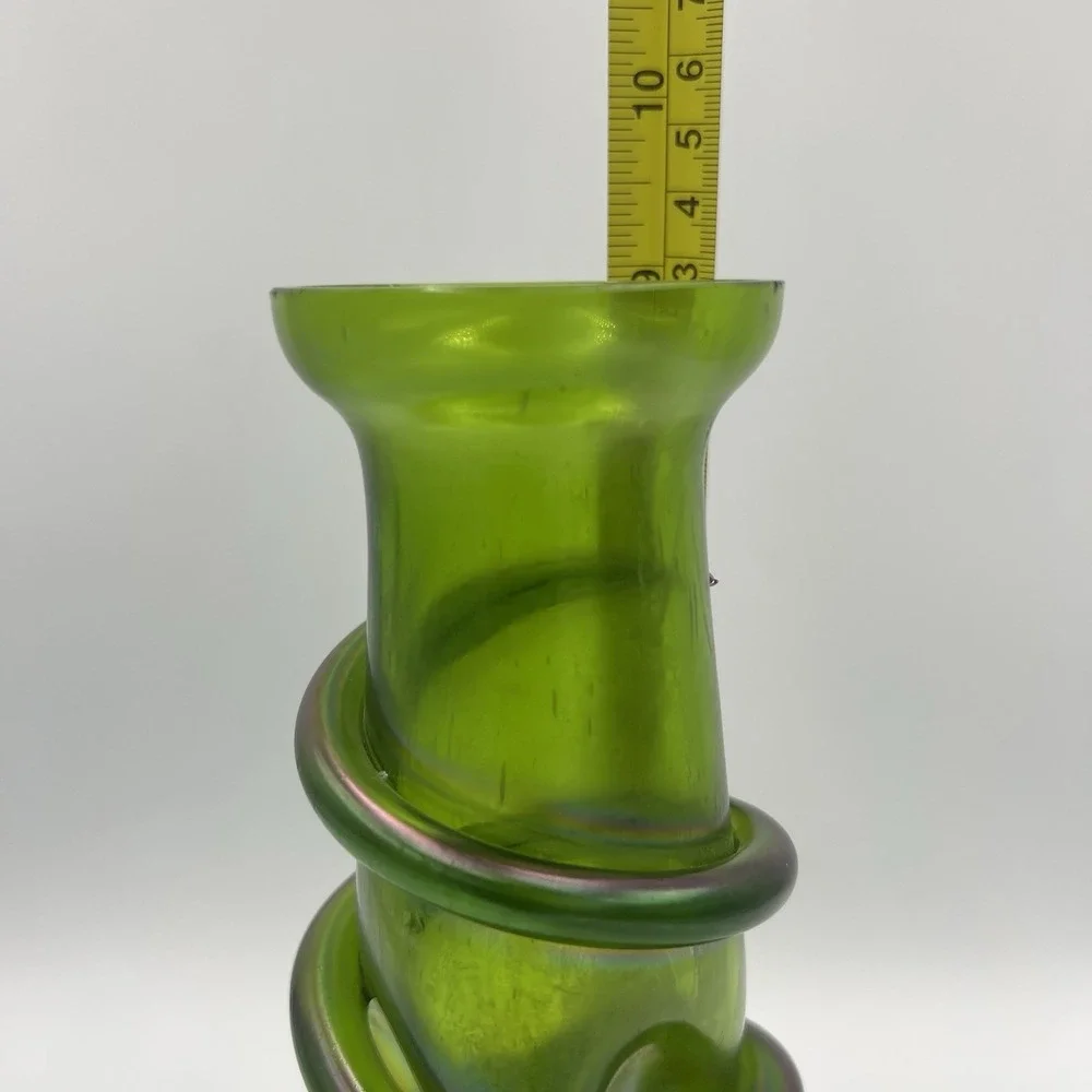 Antique Rindskopf‎ Snake Vase Bohemian Art Glass Olive Iridescent ca.1900
